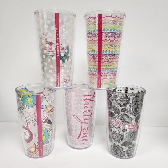 Lot of 5 Tervis for Thirty One 16oz  American made insulted Tumbler cups no lids - Picture 4 of 13